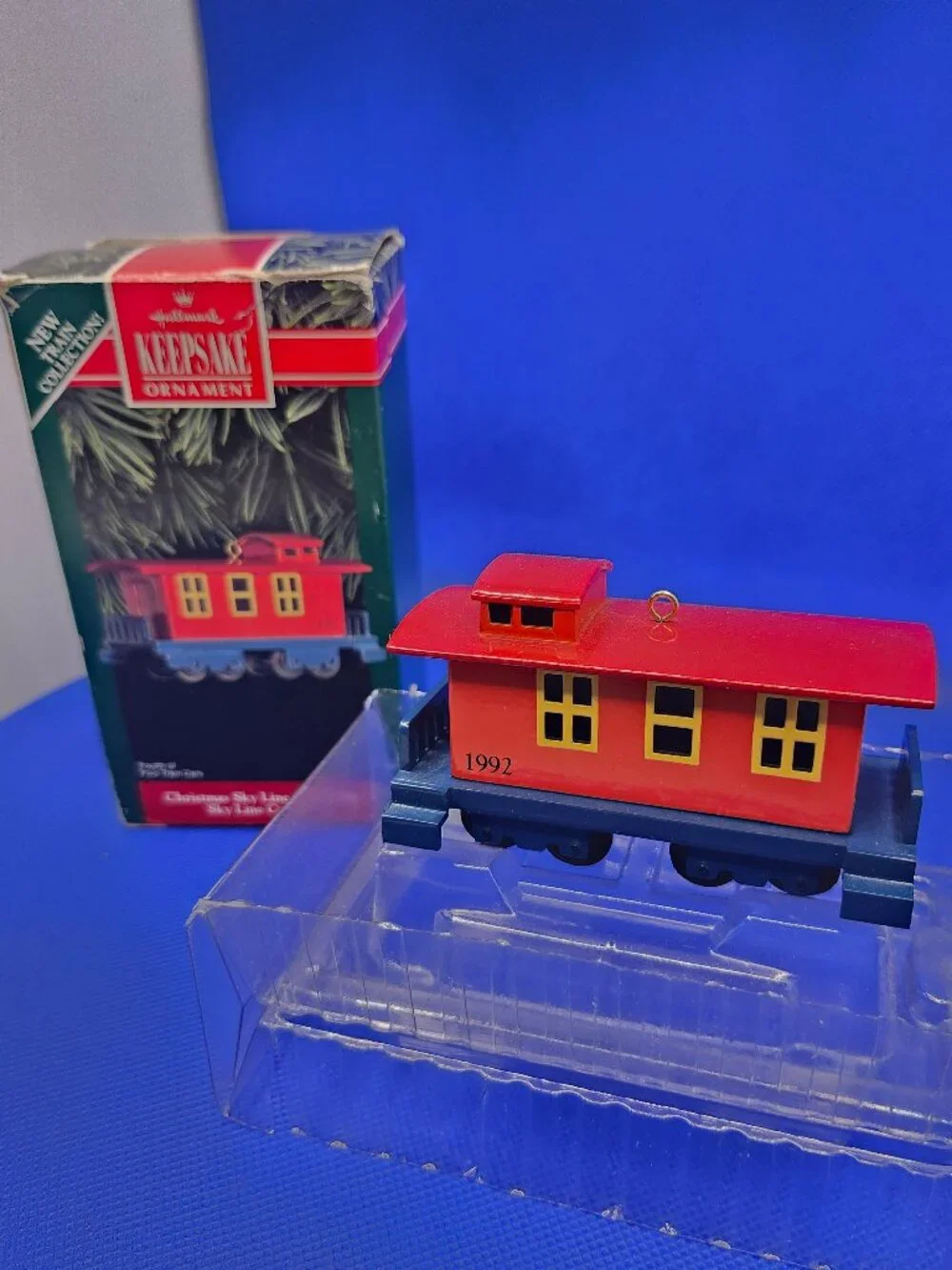 Vintage Hallmark Christmas Santa Ornaments features two Train Cars 1992 #3/#4